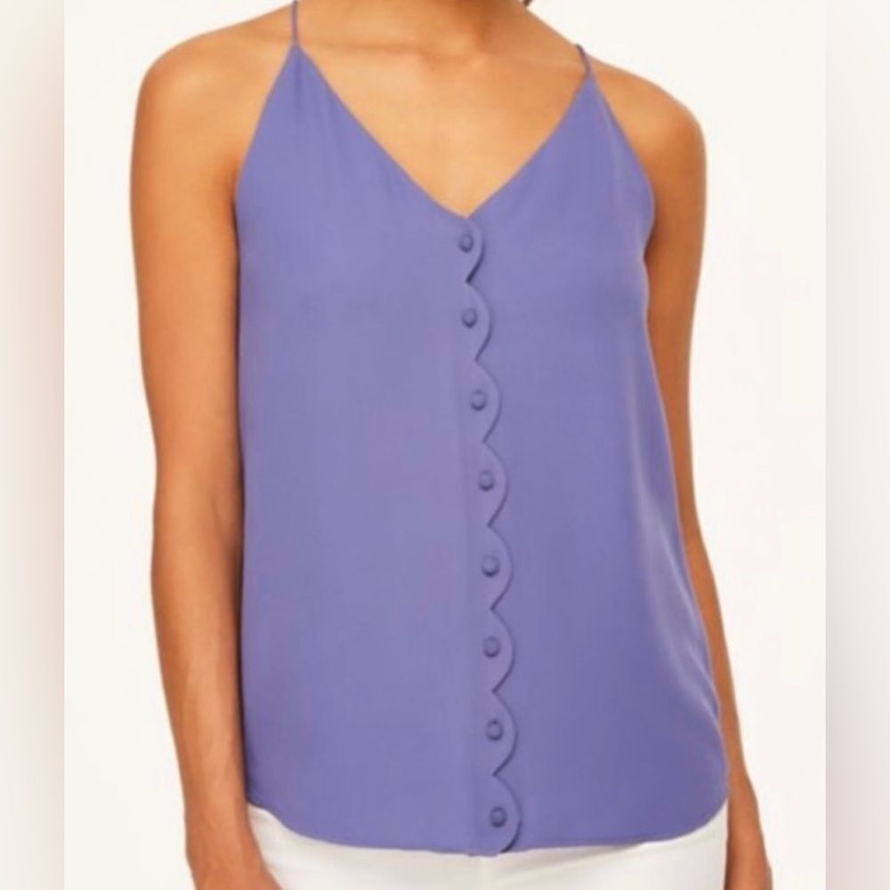 Loft outlet Medium buttoned blouse top shirt purple scalloped strap tank